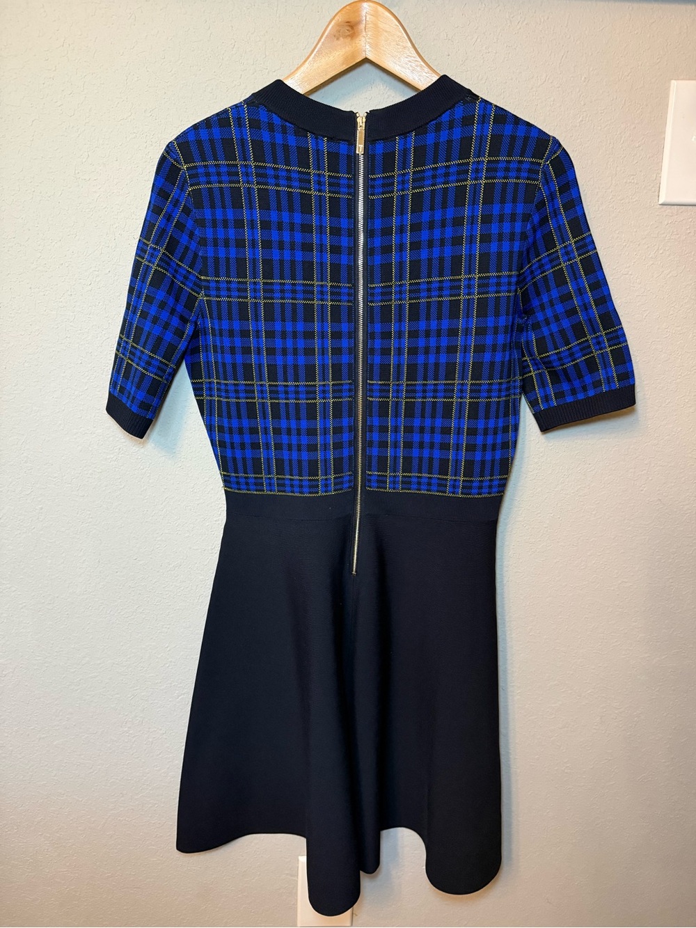 Ted Baker Nilar Knitted Check Skater Dress, Blue Size 6(Ted 2) - Picture 7 of 16